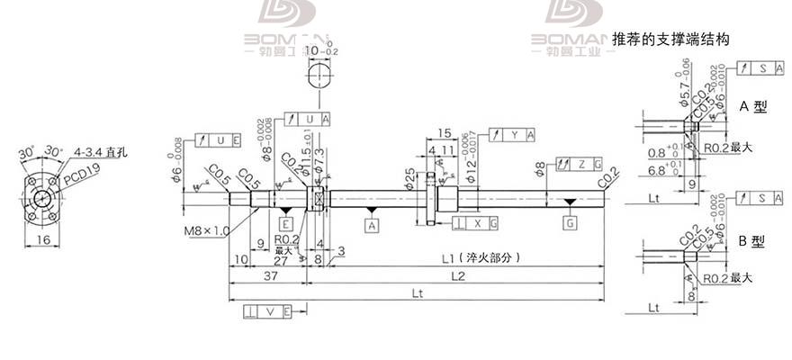 KURODA DP0801JS-HDNR-0260B-C3S 黑田丝杆和上银丝杆
